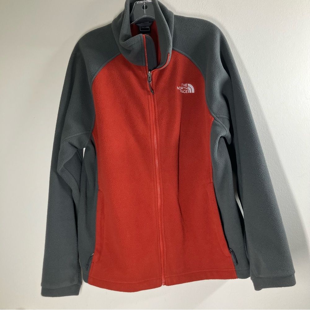 The North Face Vibrant Red and Gray fleece Jacket Size XL